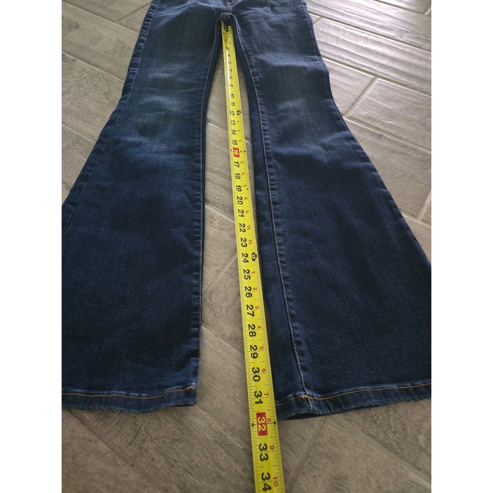 Free People We the Free Jayde High Rise Flare Jeans Blue Denin Wide Leg Tall 27 - Picture 2 of 10
